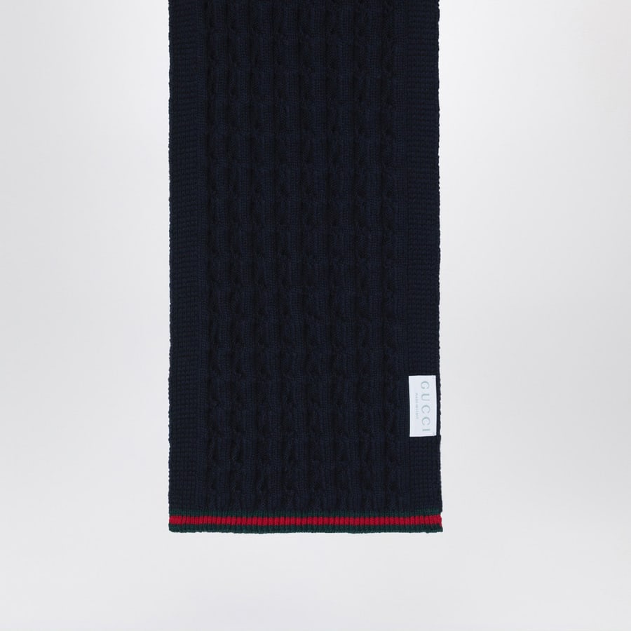 Gucci Sciarpa blu navy in lana, view 2