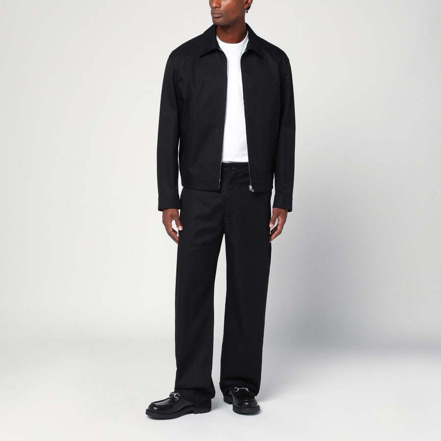 Gucci Giacca nera in twill di cotone con dettaglio Web, view 2
