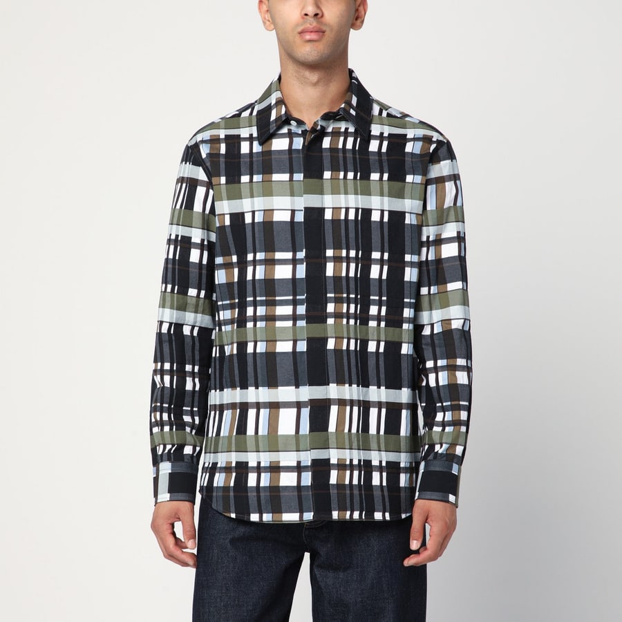 Bottega Veneta Camicia motivo check verde/nera/bianca
