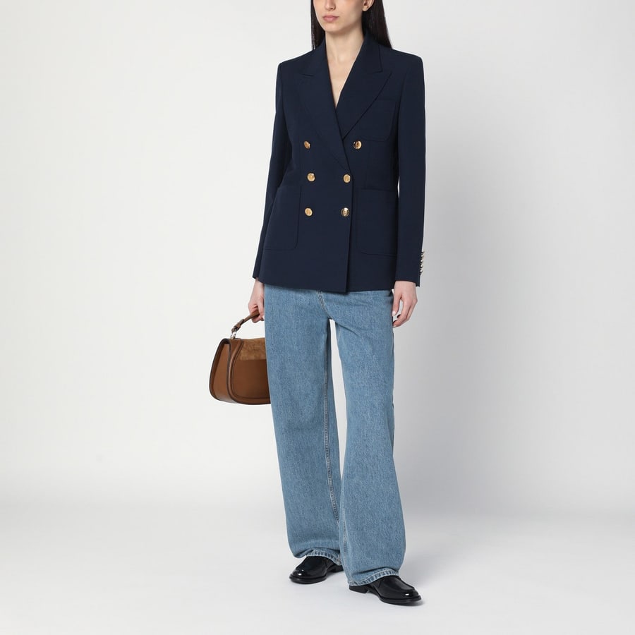 Gucci Giacca doppiopetto blu in cotone, view 2