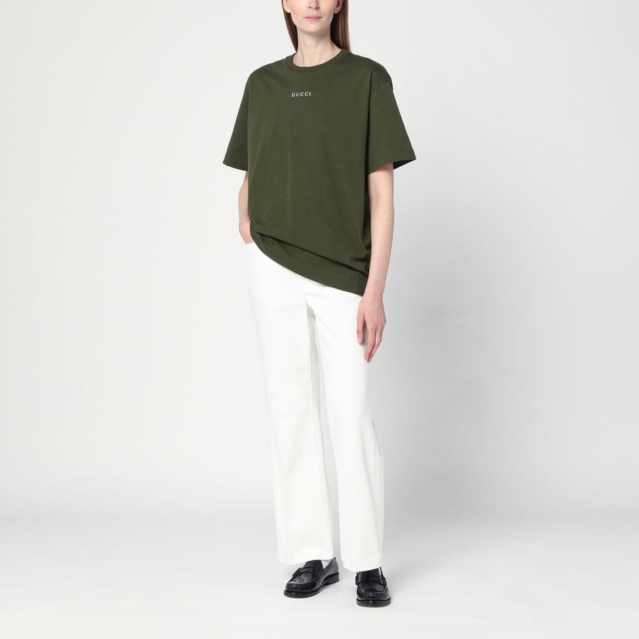 Gucci Pantalone flare corto bianco, view 2