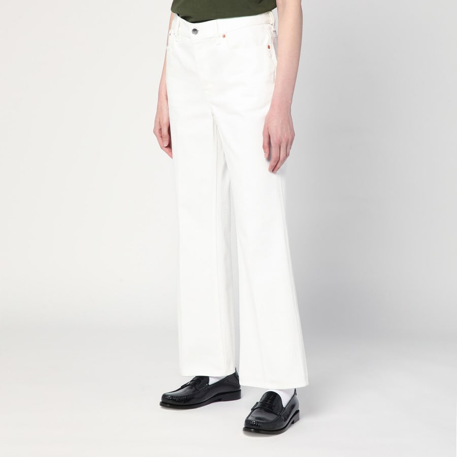 Gucci Pantalone flare corto bianco, view 3