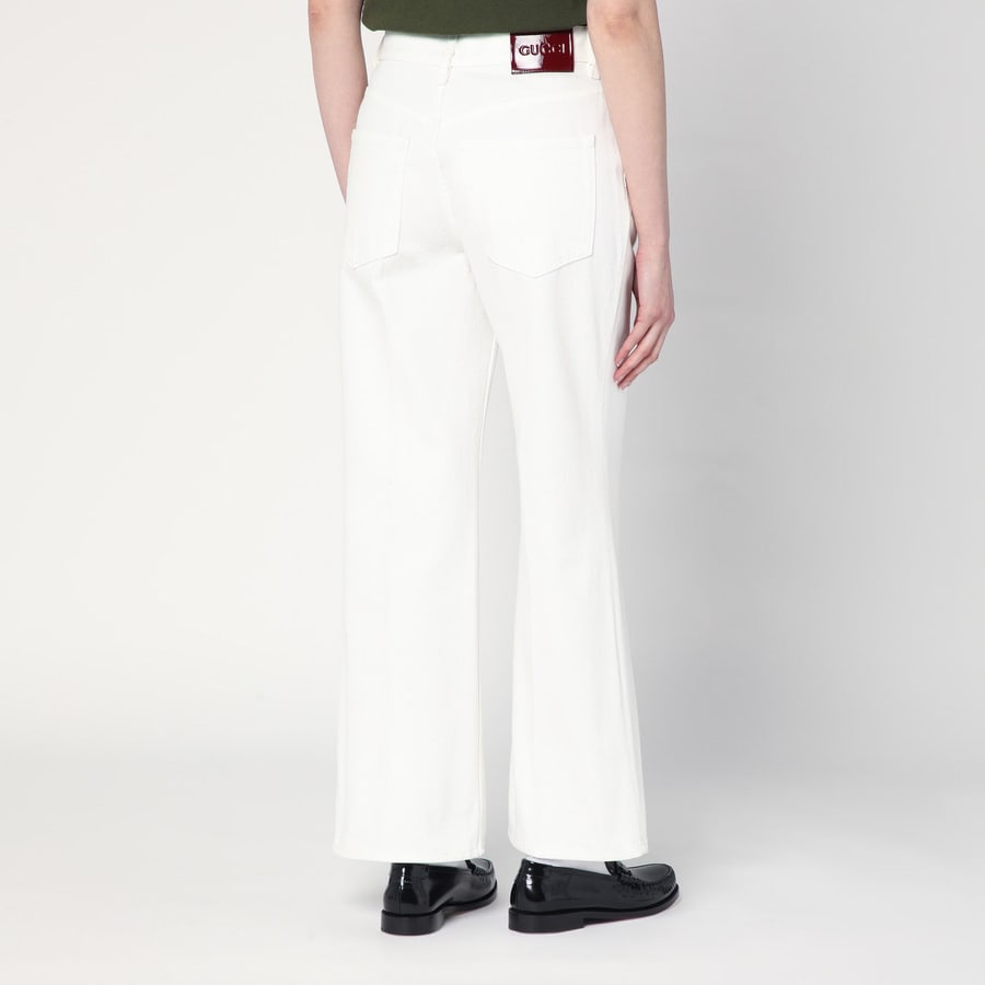 Gucci Pantalone flare corto bianco, view 4