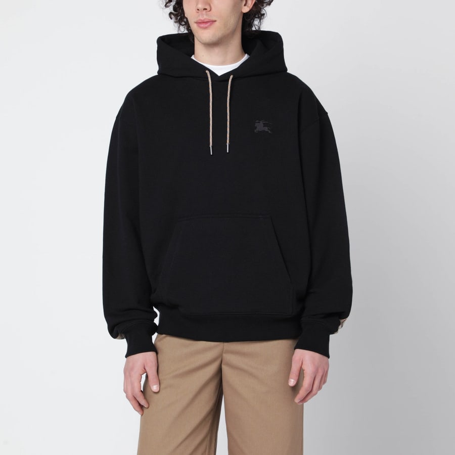 Burberry Felpa nera con inserti con motivo Check