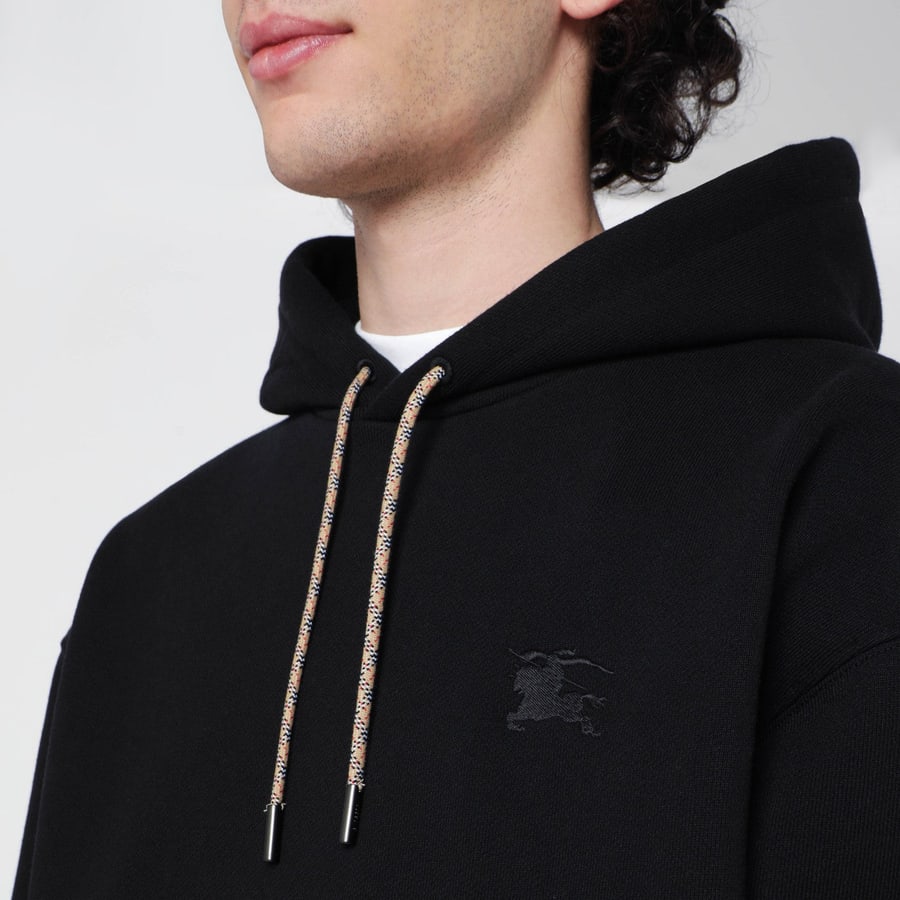 Burberry Felpa nera con inserti con motivo Check, view 4