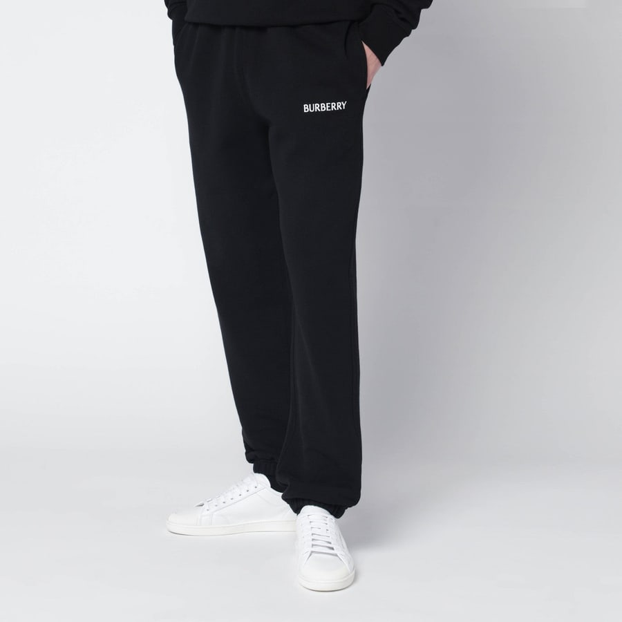 Burberry Pantalone jogging nero con logo, view 3