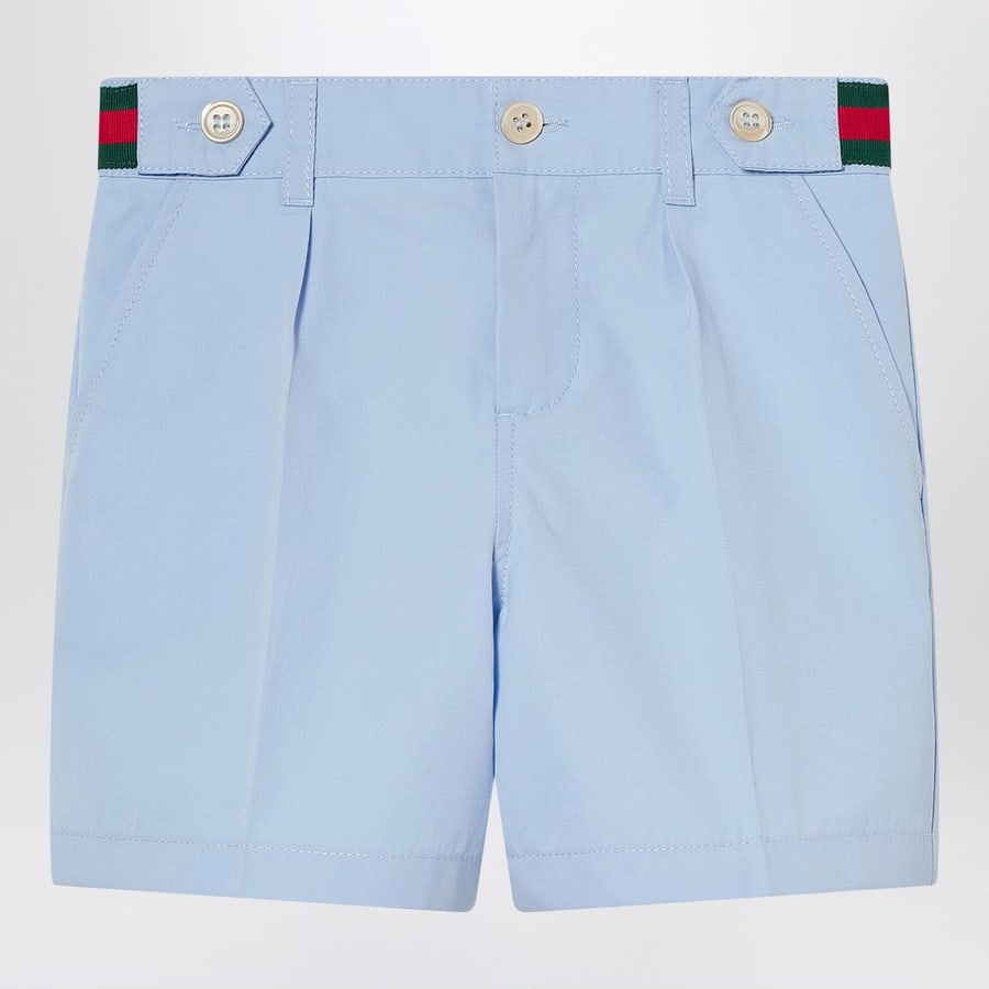 Gucci Shorts celeste con nastro Web