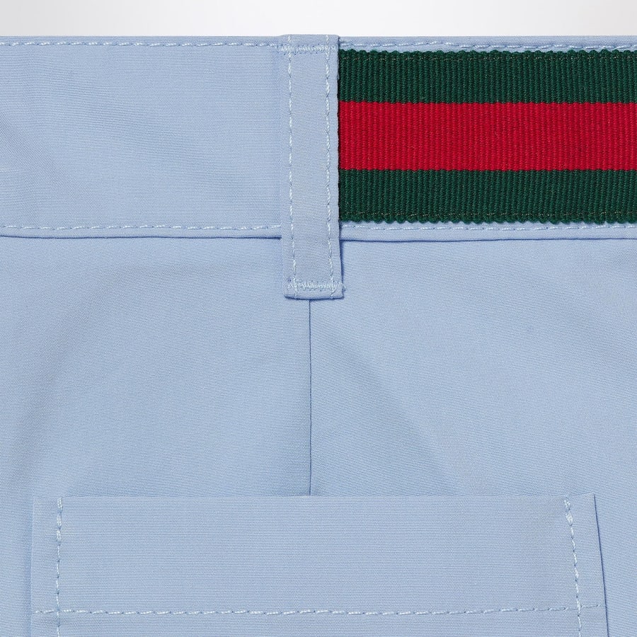 Gucci Shorts celeste con nastro Web, view 3