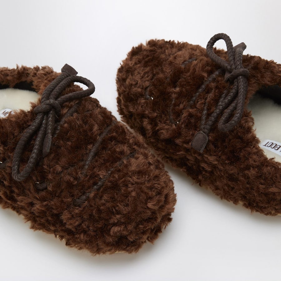 MOON BOOT Mules in shearling bianco e suede, view 5