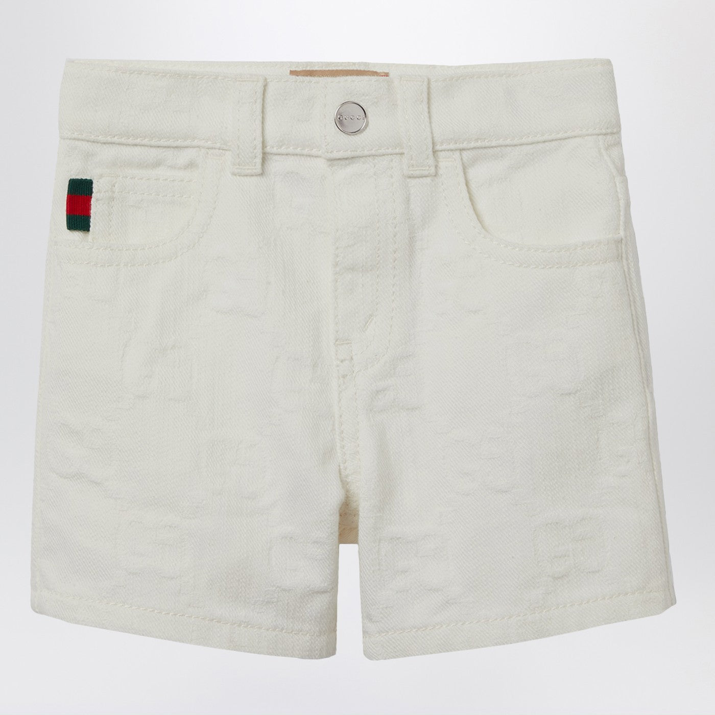 Gucci Shorts bianco in denim GG jacquard