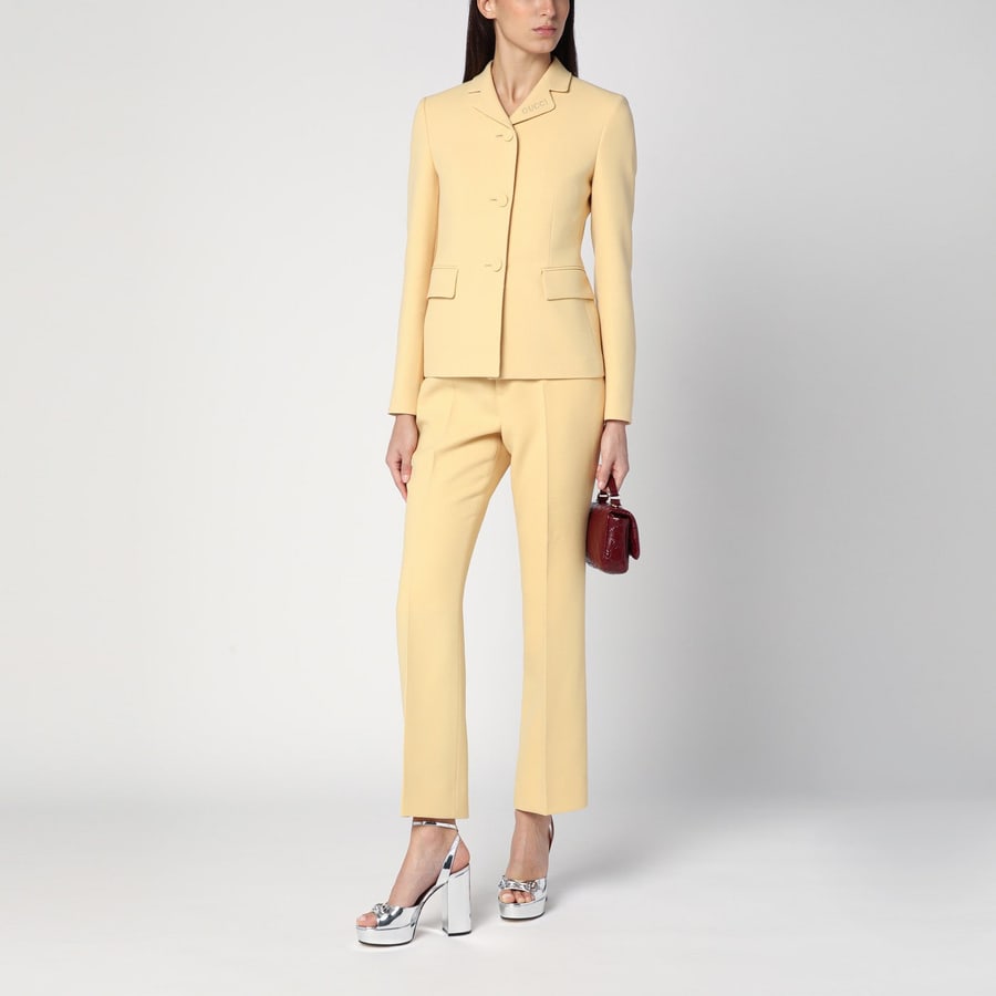 Gucci Pantalone color crema in crêpe di lana, view 2