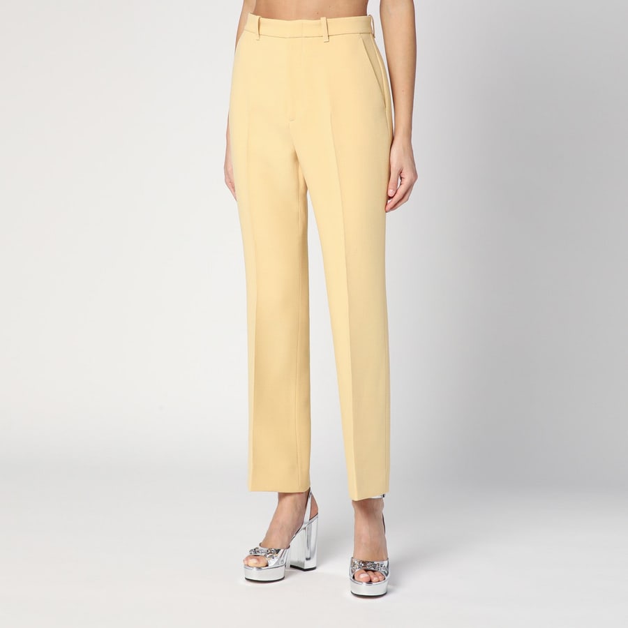 Gucci Pantalone color crema in crêpe di lana, view 3