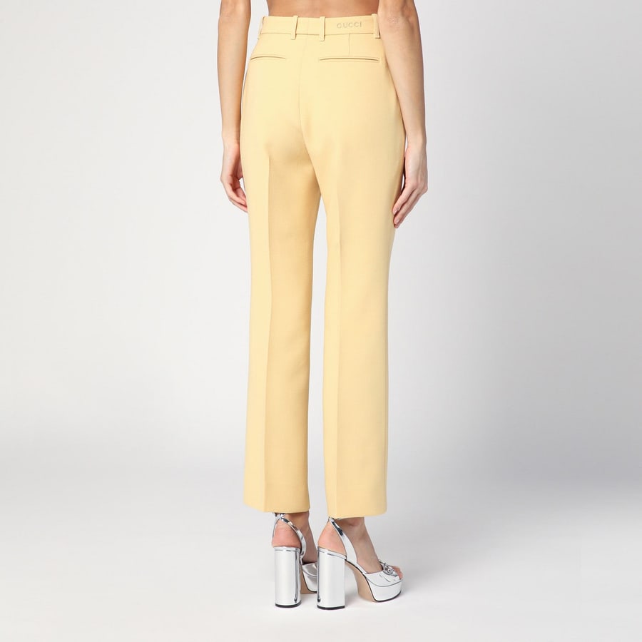 Gucci Pantalone color crema in crêpe di lana, view 4