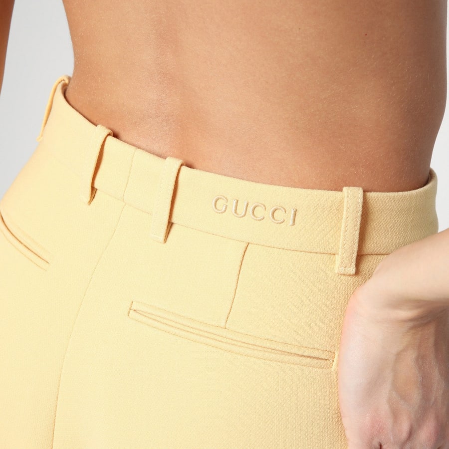 Gucci Pantalone color crema in crêpe di lana, view 5