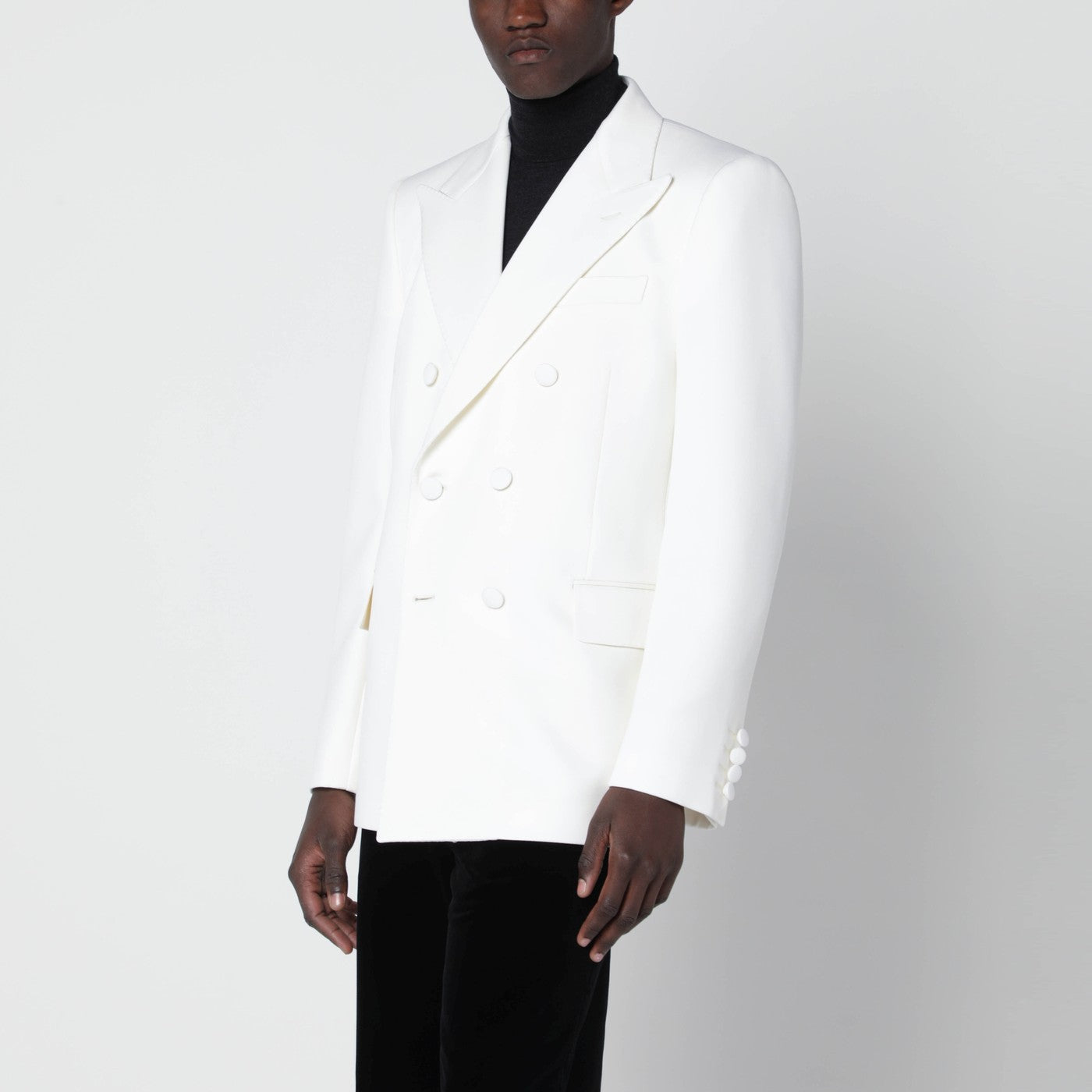 Valentino Garavani Giacca doppiopetto color latte in lana