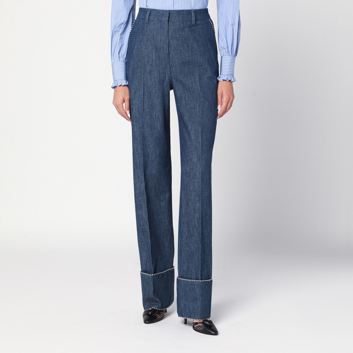 Valentino Garavani Pantaloni blu in Chambray Denim
