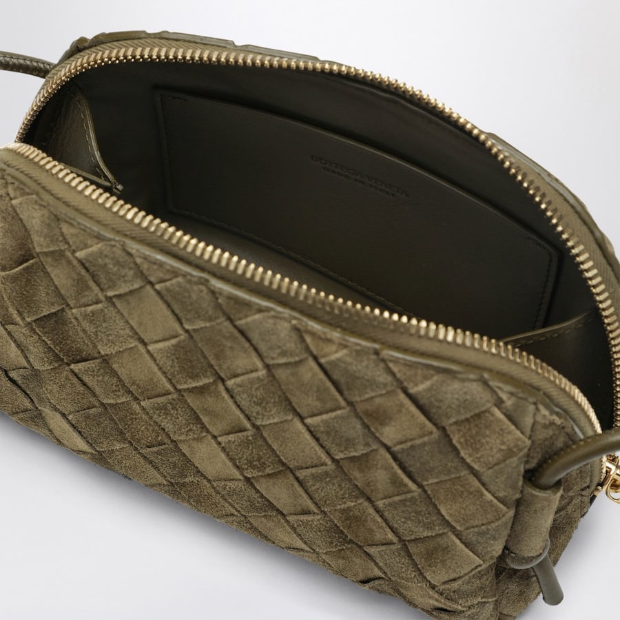 Bottega Veneta Pochette Concert color Mud in suede Intrecciato, view 5