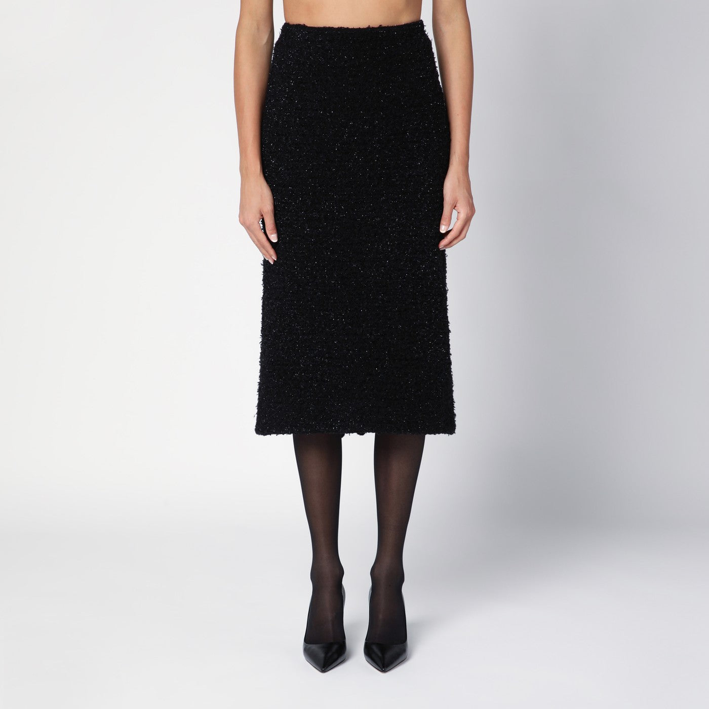 Balenciaga Gonna midi nera in tweed