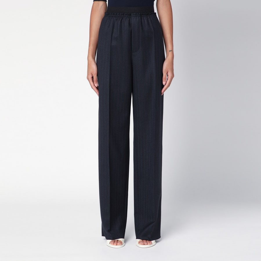 Bottega Veneta Pantalone a righe nero/blu in lana