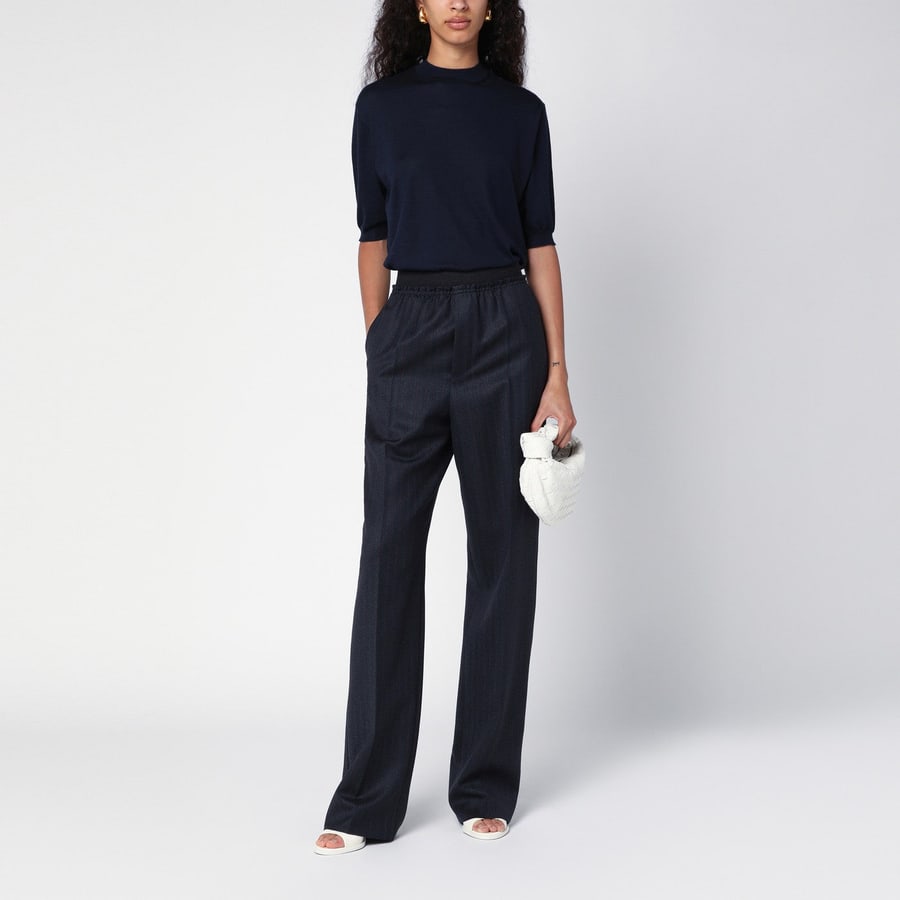 Bottega Veneta Pantalone a righe nero/blu in lana, view 2