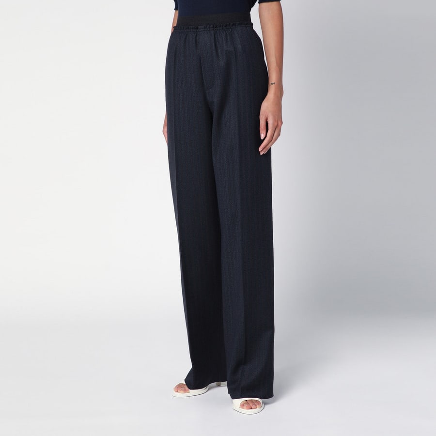 Bottega Veneta Pantalone a righe nero/blu in lana, view 3