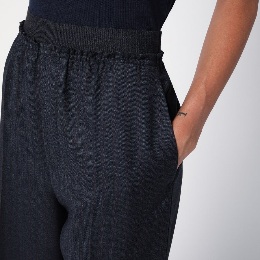Bottega Veneta Pantalone a righe nero/blu in lana, view 5