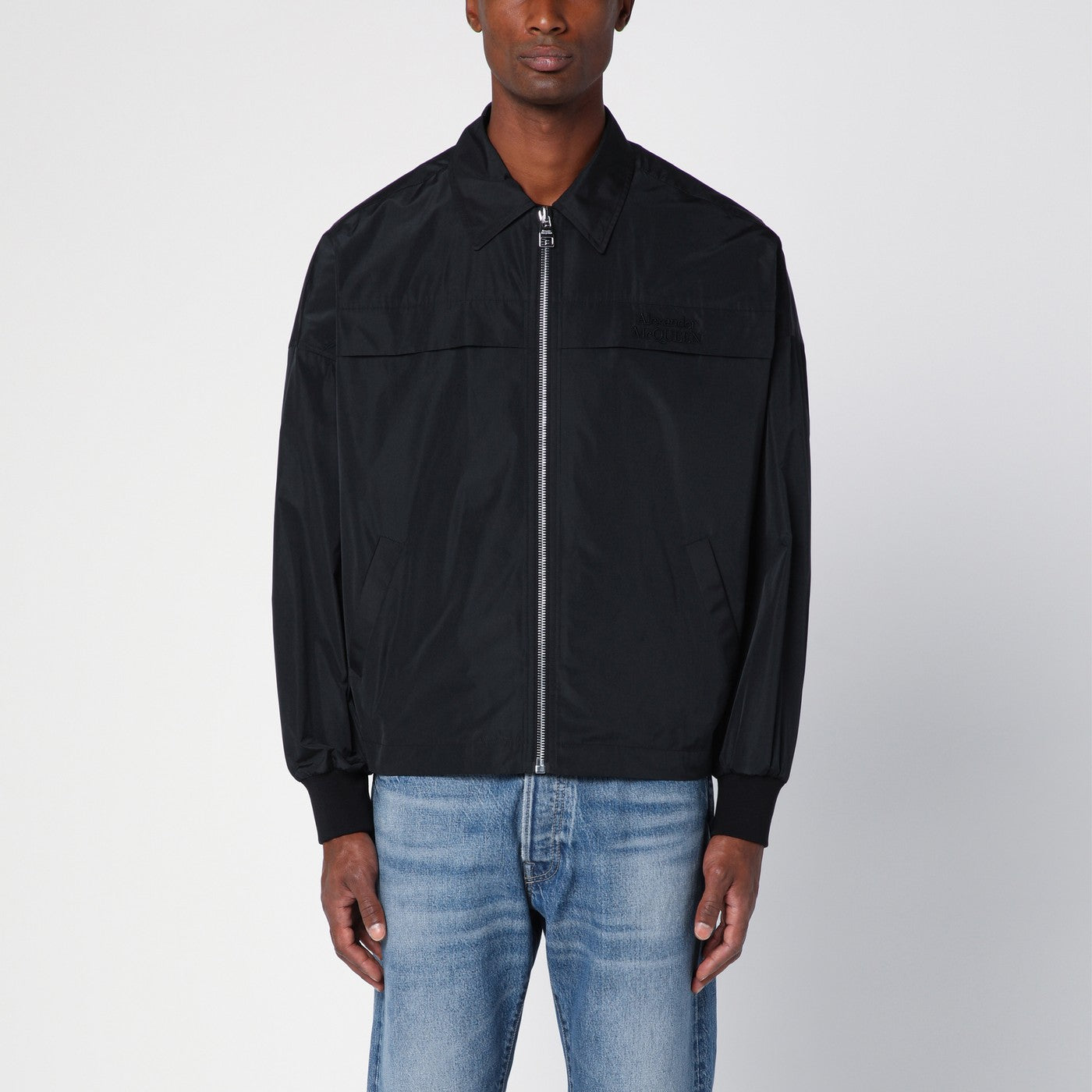 Alexander McQueen Giubbotto leggero con zip nero