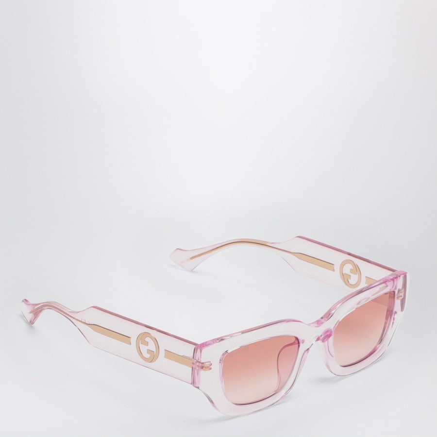 Gucci Occhiali da sole rettangolare rosa/trasparenti, view 2