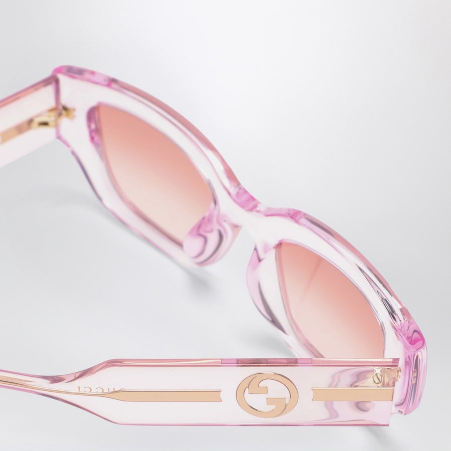 Gucci Occhiali da sole rettangolare rosa/trasparenti, view 3