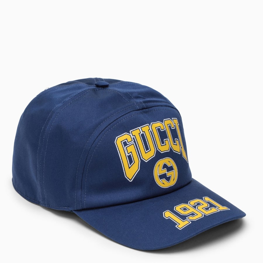 Gucci Cappello da baseball blu con logo, view 2