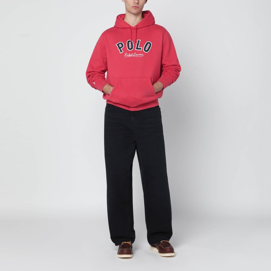 Polo Ralph Lauren Felpa con cappuccio rossa con ricamo logo, view 2