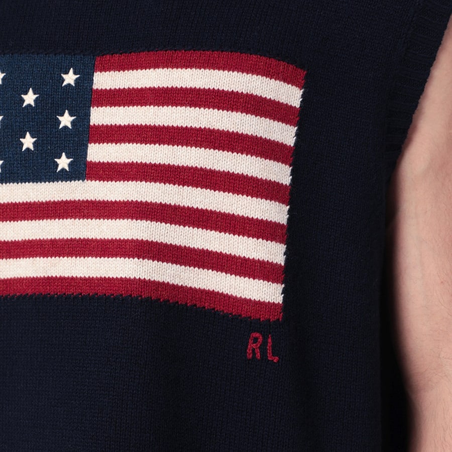 Polo Ralph Lauren Gilet blu navy con bandiera Big-Fit, view 4