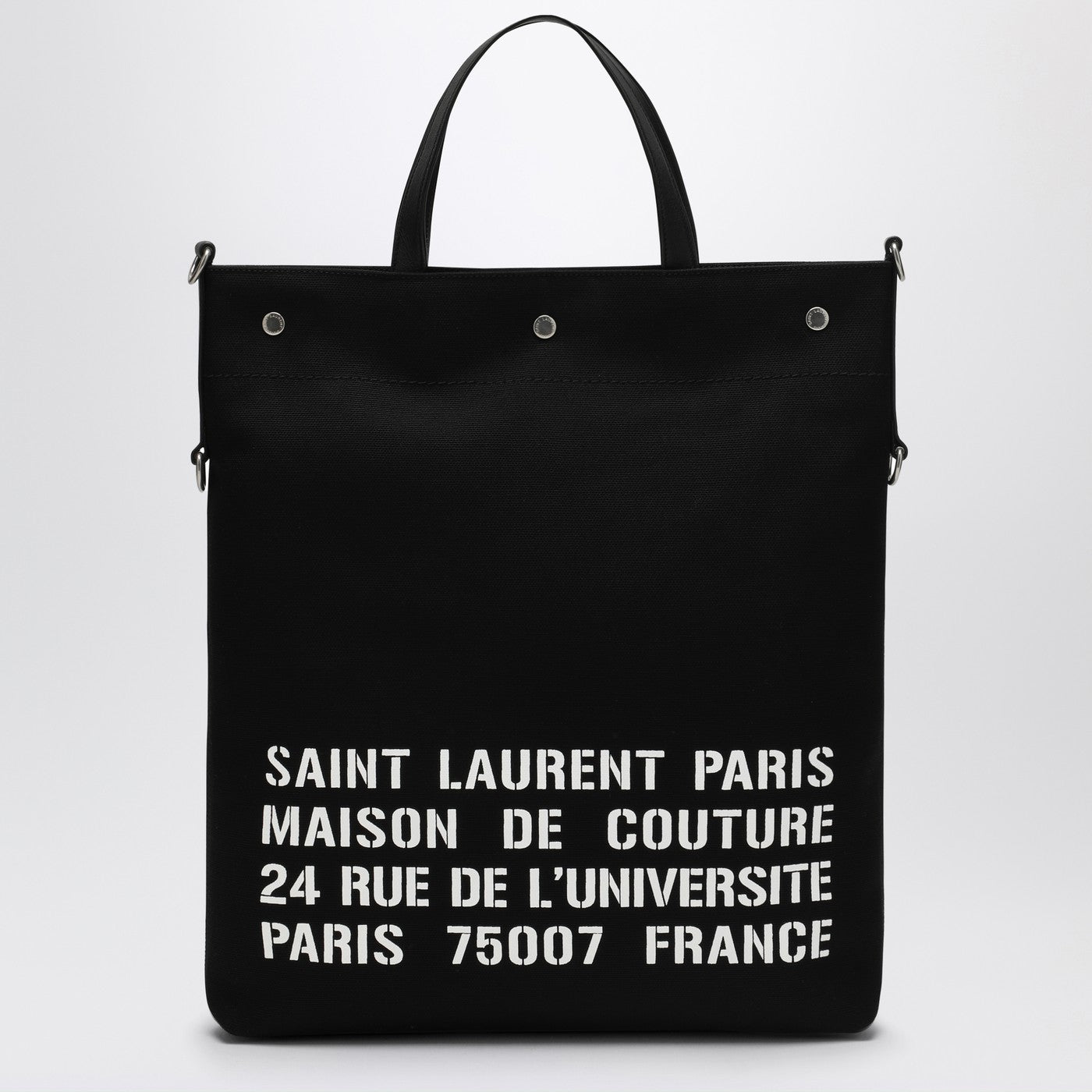 Saint Laurent Borsa tote North/South nera in canvas
