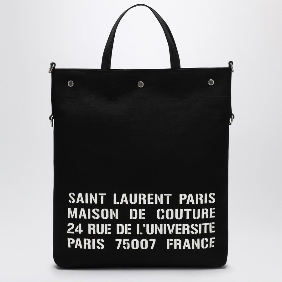 Saint Laurent Borsa tote North/South nera in canvas