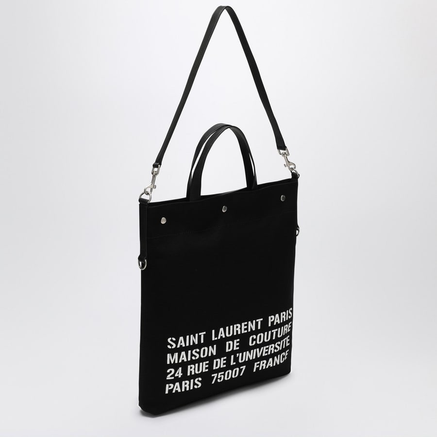 Saint Laurent Borsa tote North/South nera in canvas, view 3