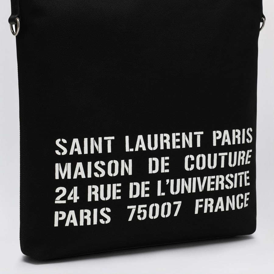 Saint Laurent Borsa tote North/South nera in canvas, view 6
