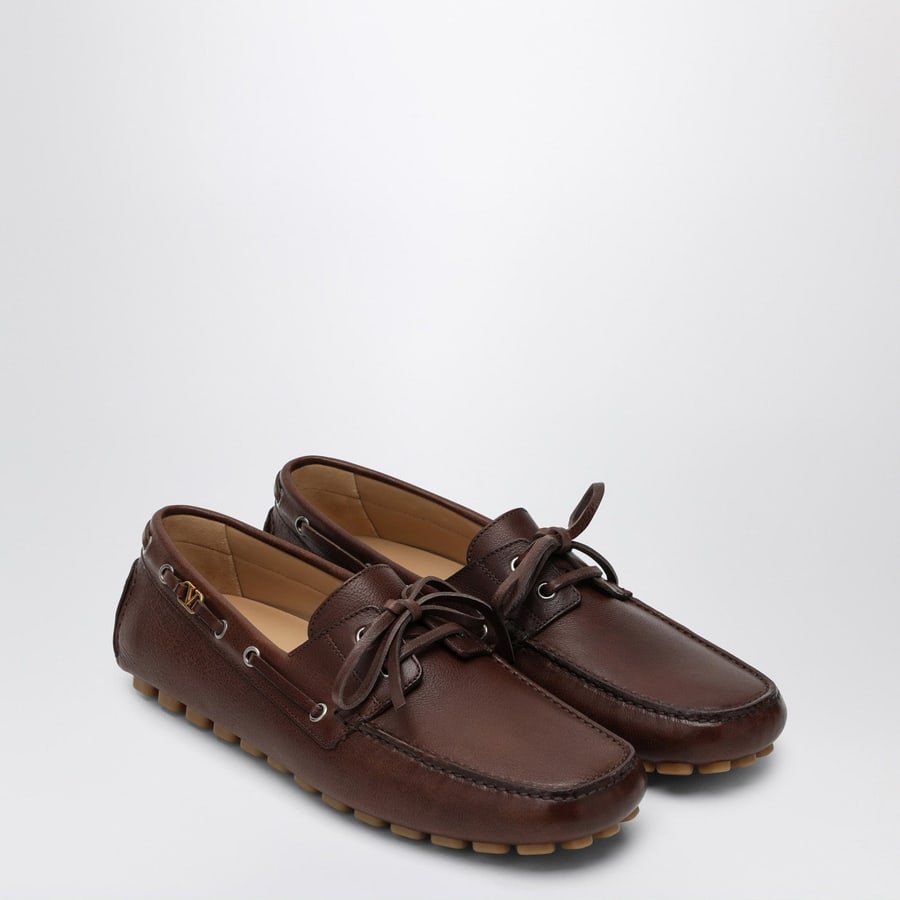 Valentino Garavani Mocassino Driver Fantaway in pelle marrone, view 2