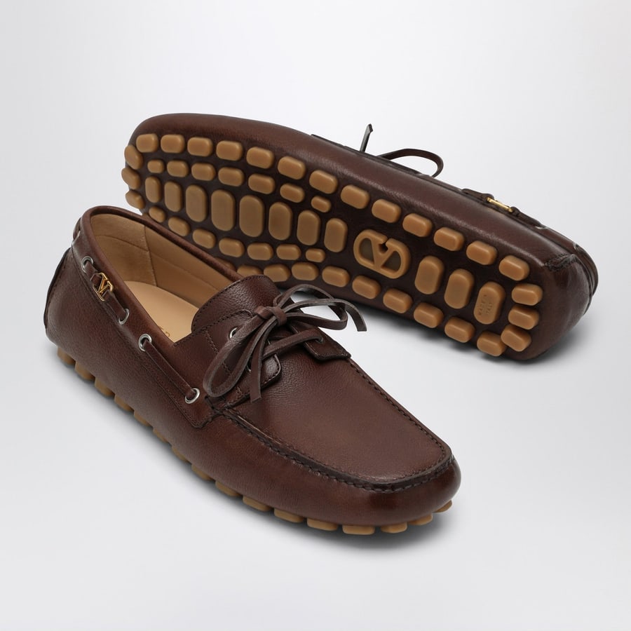Valentino Garavani Mocassino Driver Fantaway in pelle marrone, view 5