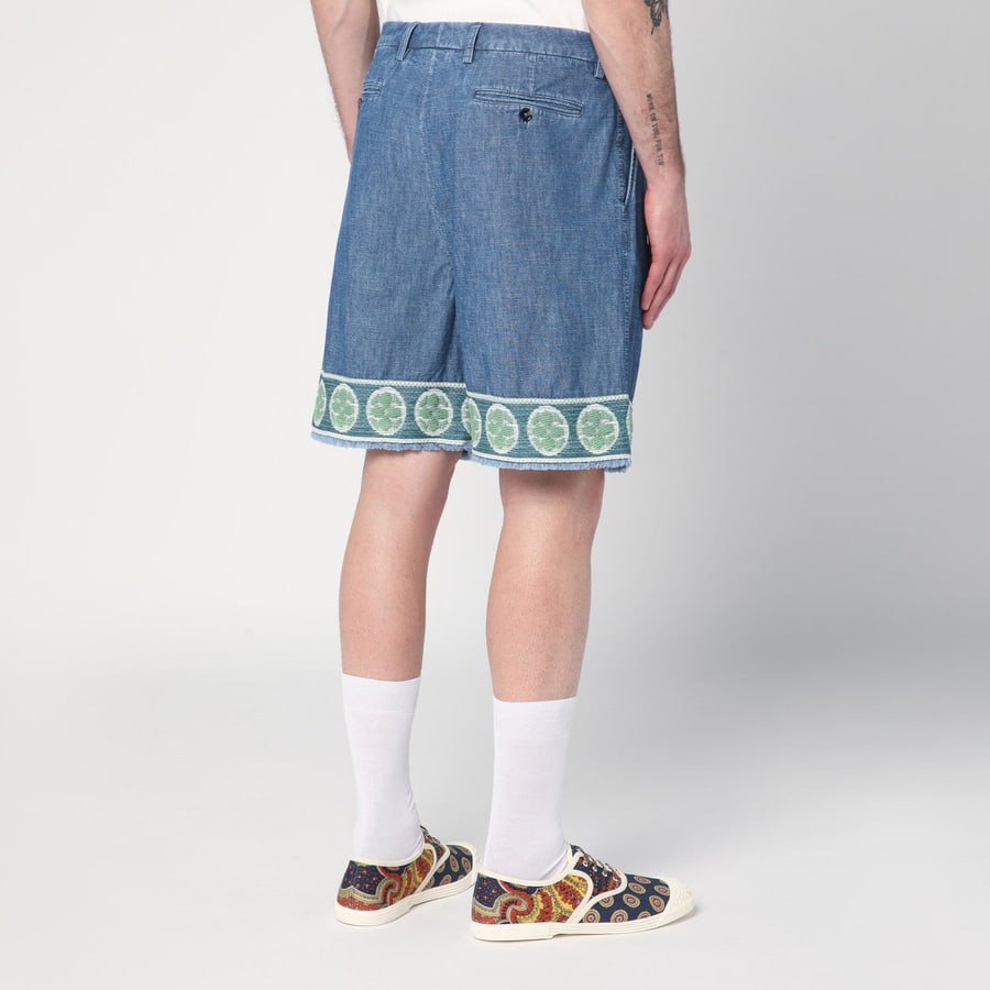 Valentino Garavani Bermuda blu con fondo in jacquard, view 4