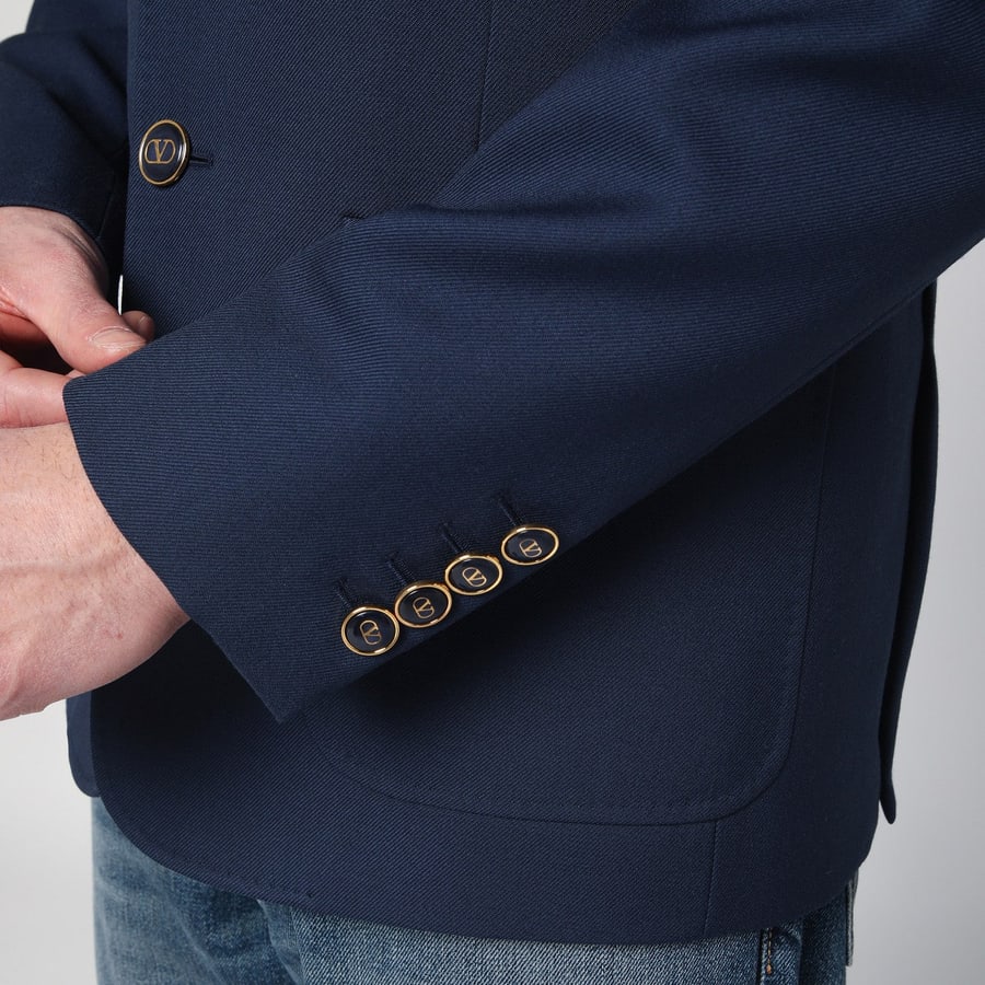 Valentino Garavani Giacca monopetto blu in lana, view 4