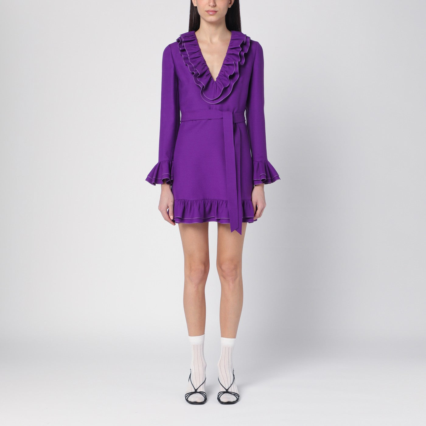 Valentino Garavani Mini abito viola in lana e seta