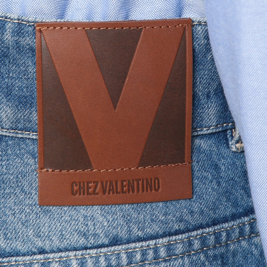 Valentino Garavani Jeans blu slavato con fondo in jacquard, view 5