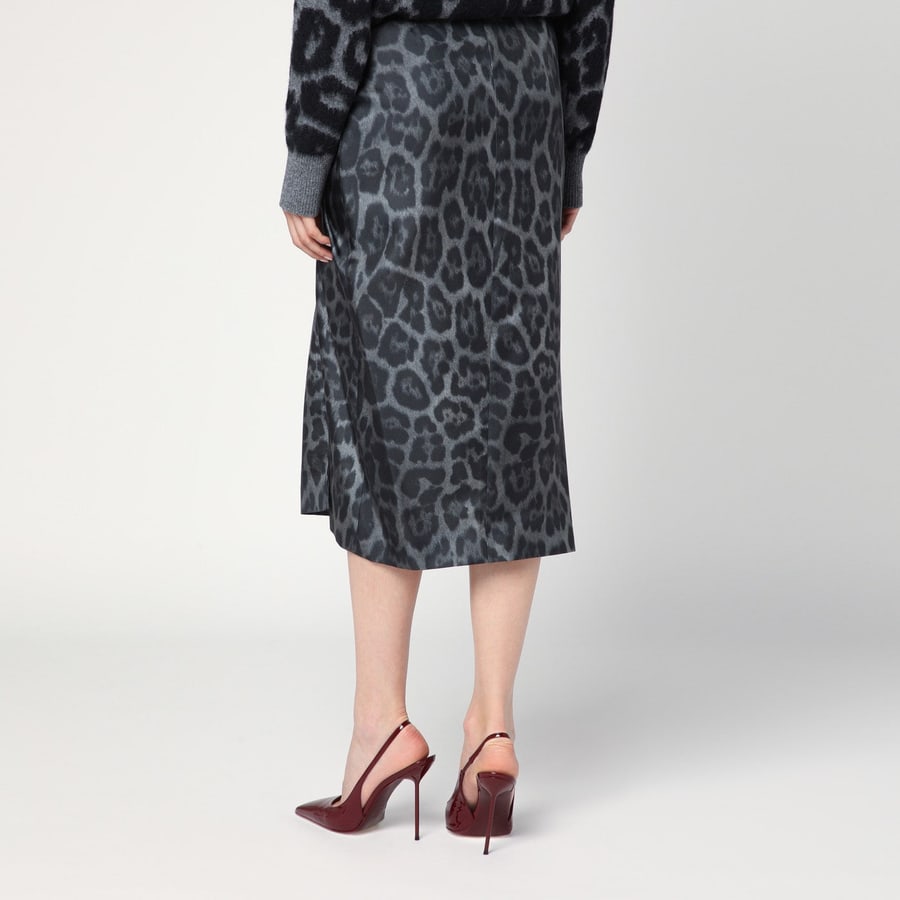 Stella McCartney Gonna midi leopardata con nodo, view 4