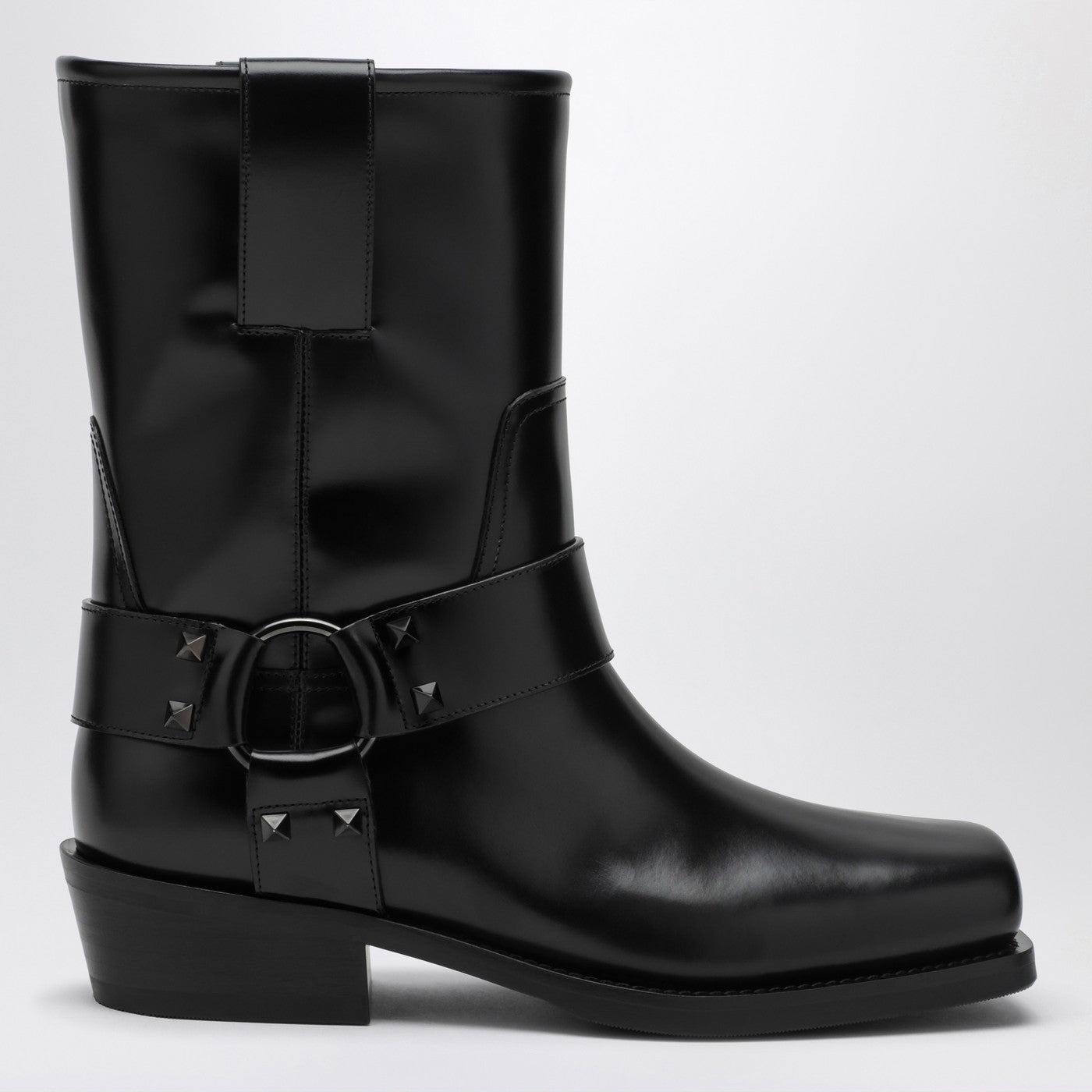 Valentino Garavani Stivale basso Biker Rockstud nero in pelle