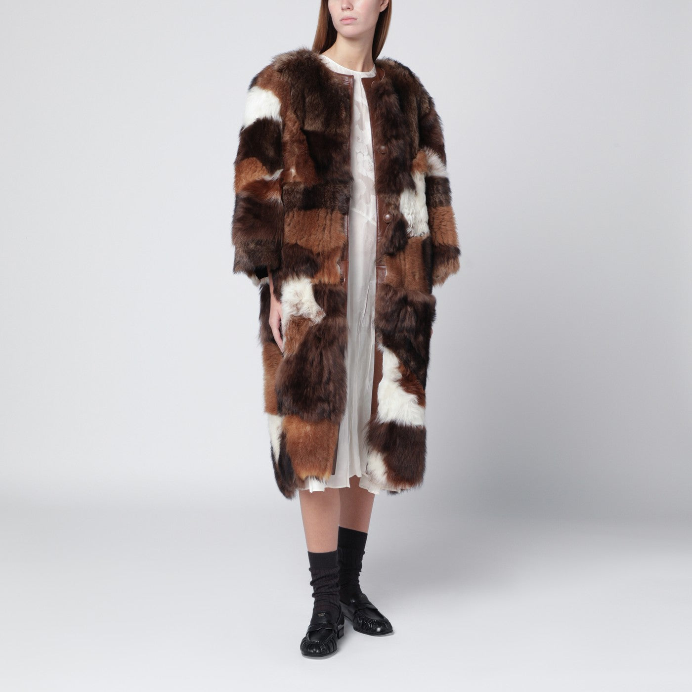 Prada Cappotto in montone patchwork