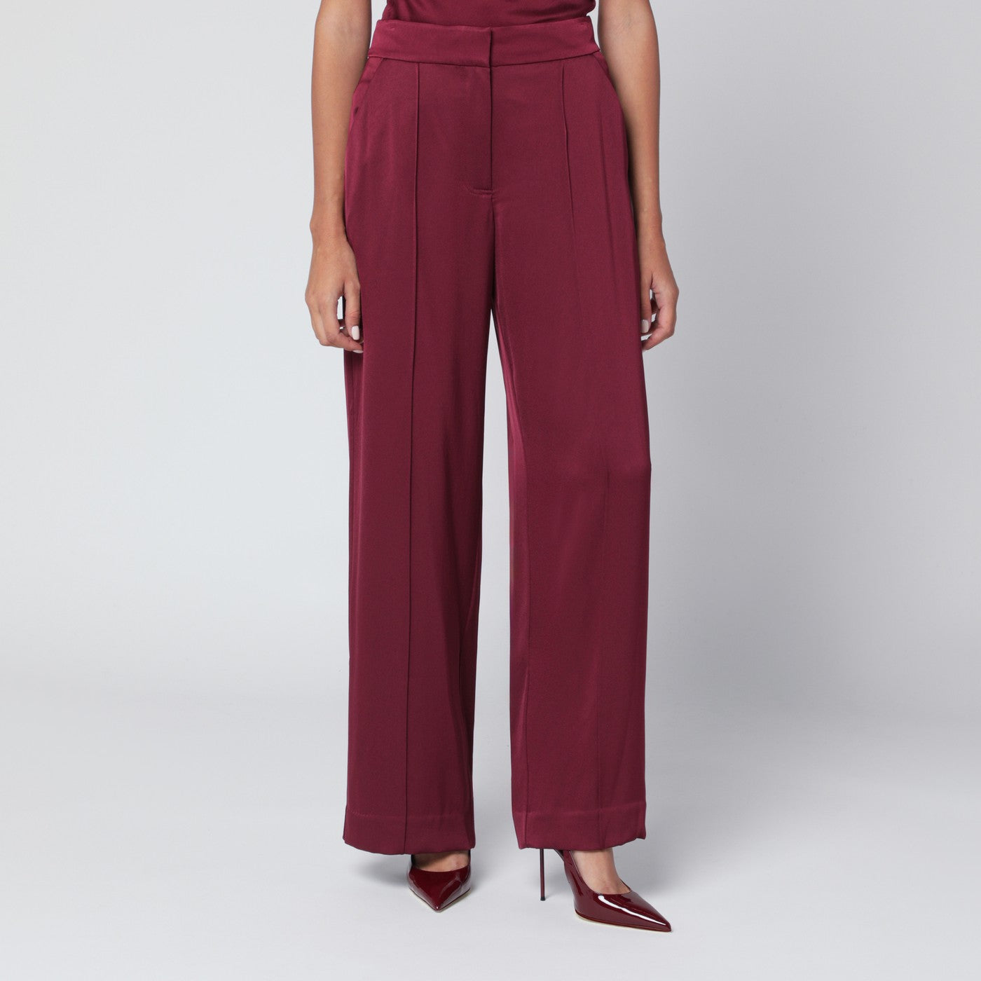 SIMKHAI Pantaloni Kyra color mirtillo in raso