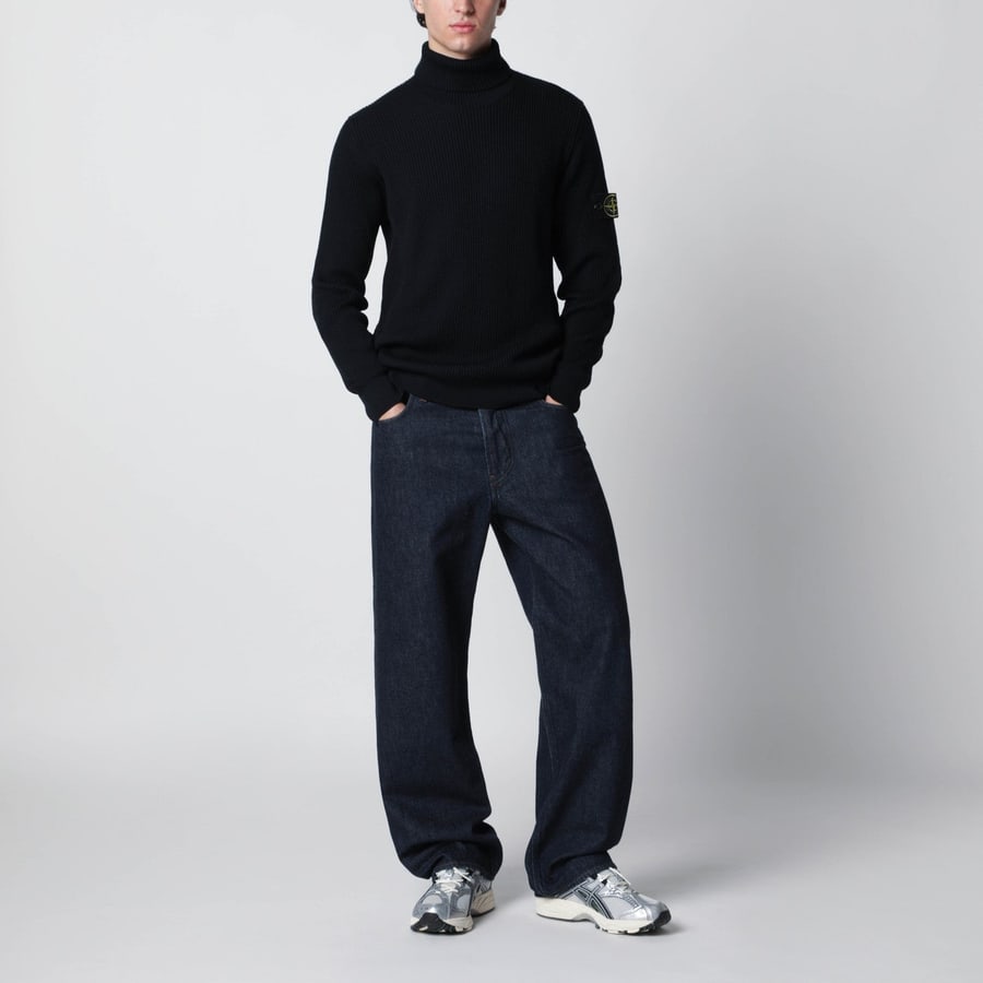 Stone Island Maglione dolcevita blu navy con vestibilità regolare, view 2