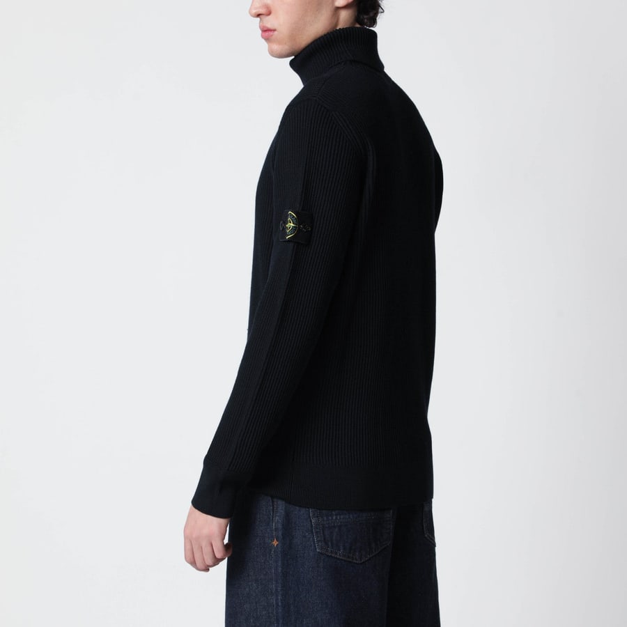 Stone Island Maglione dolcevita blu navy con vestibilità regolare, view 3