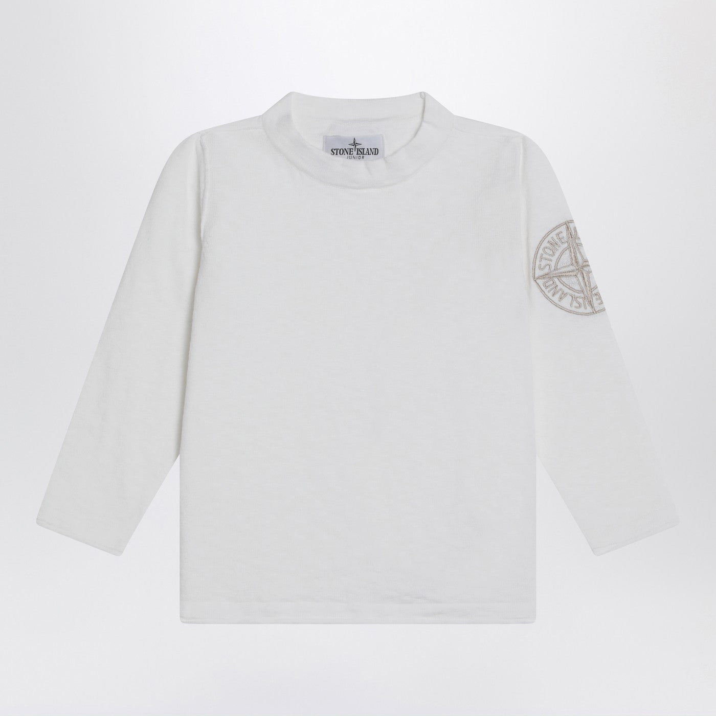 Stone Island Maglia bianca in mussola di cotone