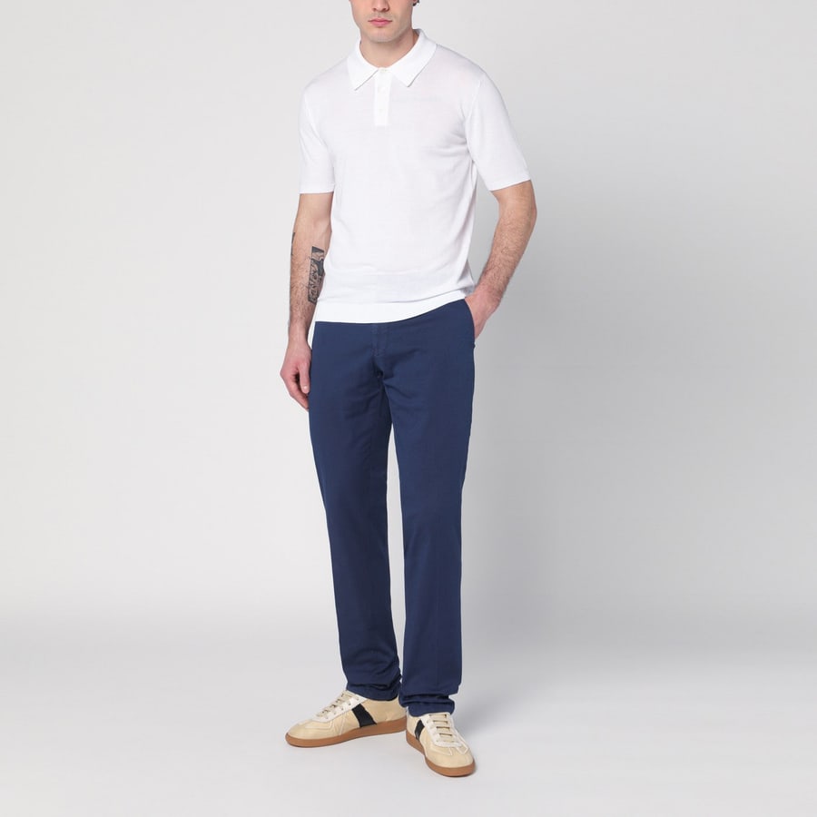SANTANIELLO Pantalone blu in cotone, view 2